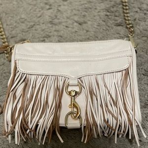 Rebecca Minkoff dusty rose fringe leather bag